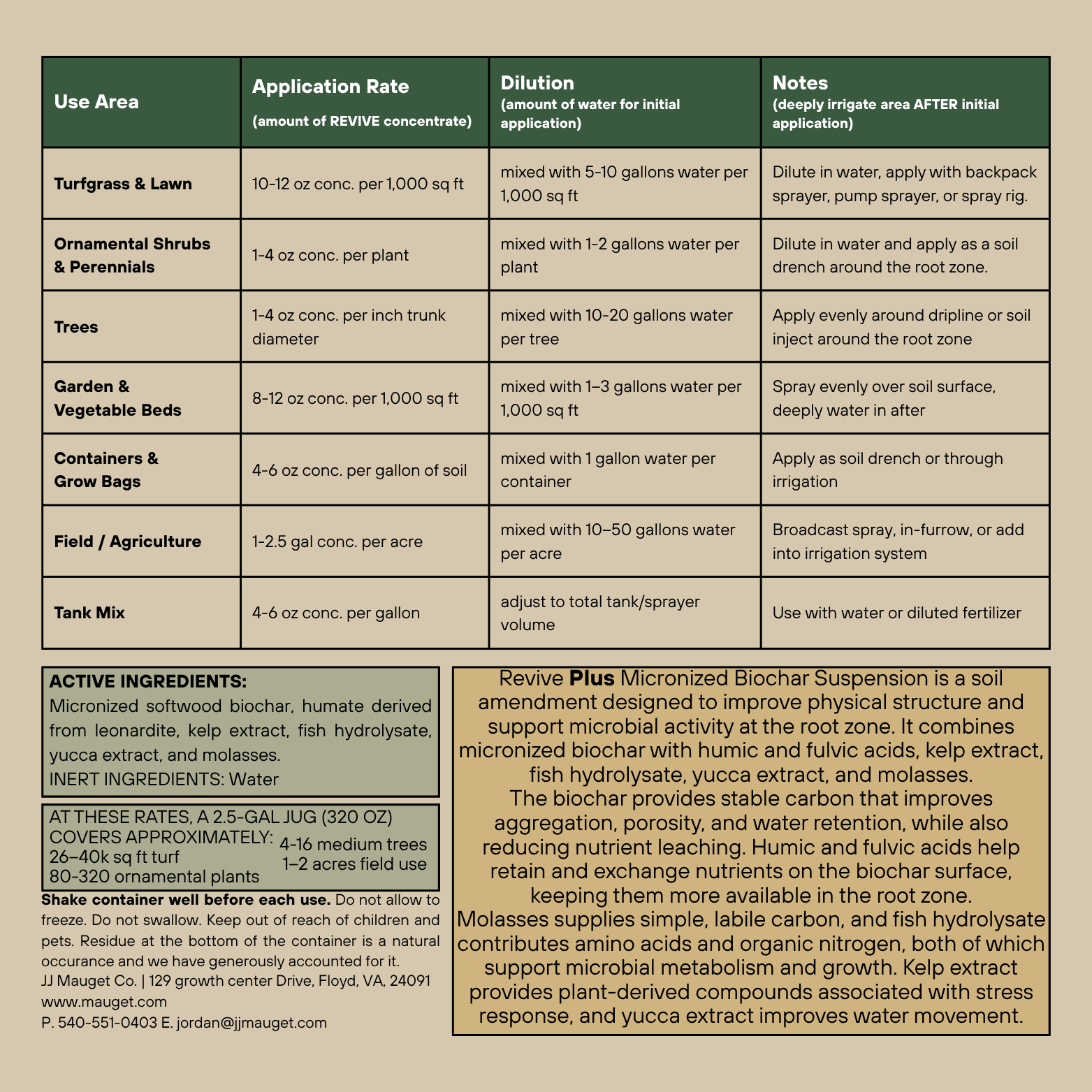 REVIVE Plus! – Micronized Biochar Suspension + Biological Enhancers for Trees and Shrubs